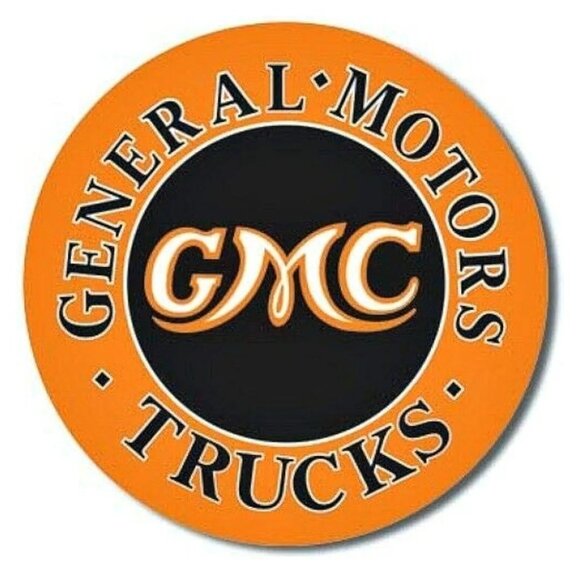 GMC Trucks 12x12 Inch Vintage Retro Round Metal Tin Sign - Picture 1 of 4